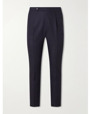 De Petrillo Straight-Leg Pleated Virgin Wool Trousers - Blue