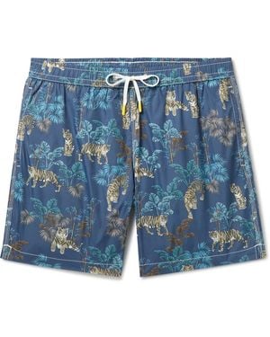 Hartford Mid-Length Printed Recycled Swim Shorts - Blue