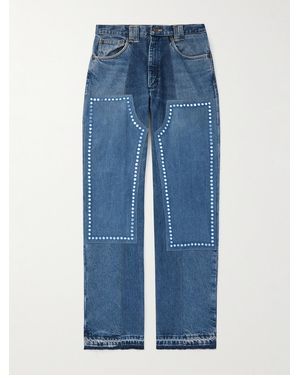 Kartik Research Straight-Leg Patchwork Embellished Upcycled Jeans - Blue