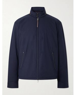 Polo Ralph Lauren Leather And Suede Trim Gabardine Jacket - Blue
