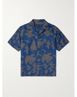 Kapital Convertible-Collar Printed Linen Shirt - Blue