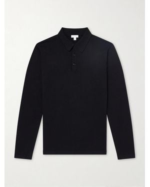 Sunspel Sea Island Cotton Polo Shirt - Blue