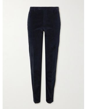 Boglioli Straight-Leg Cotton-Velvet Suit Trousers - Blue