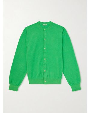 AURALEE Brushed Cashmere And Cotton-Blend Cardigan - Green