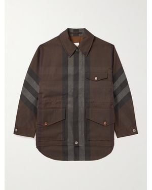 Burberry Checked Shell Coat - Brown