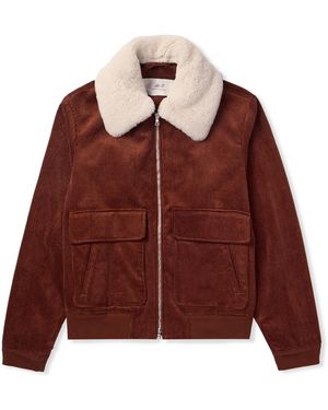 MR P. Shearling-Trimmed Cotton-Corduroy Bomber Jacket - Red