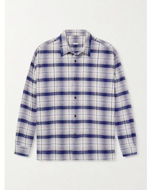 A.PRESSE Checked Cotton And Silk-Blend Twill Shirt - Blue