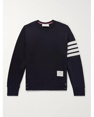 Thom Browne Slim-Fit Striped Loopback Cotton-Jersey Sweatshirt - Blue