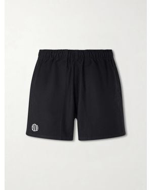 Bode Field Straight-Leg Logo-Embroidered Cotton-Twill Shorts - Black