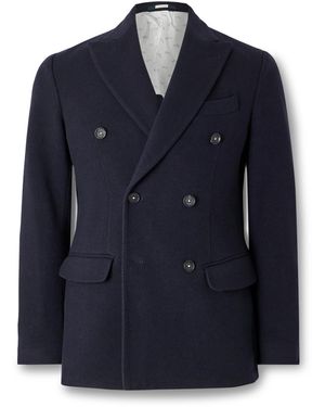 Massimo Alba Brando Double-Breasted Cashmere Blazer - Blue