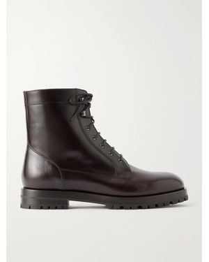 Manolo Blahnik Ambleside Manny Leather Lace-Up Boots - Black
