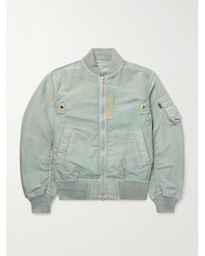 Sacai Webbing-trimmed Garment-dyed Nylon Bomber Jacket - Blue