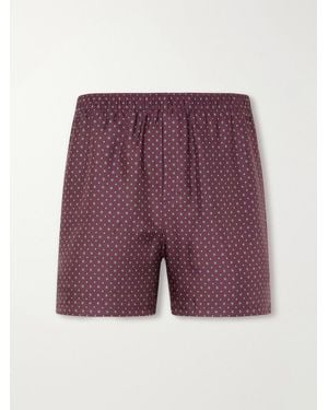 Saint Laurent Straight-Leg Printed Silk-Satin Shorts - Purple