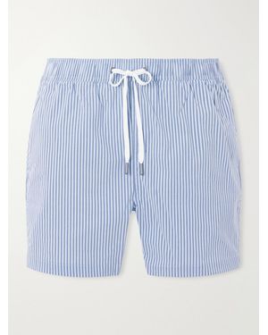 Onia Charles Straight-Fit Mid-Length Striped Seersucker Swim Shorts - Blue