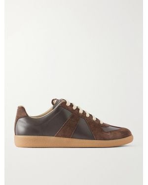 Maison Margiela Replica Leather And Suede Sneakers - Brown