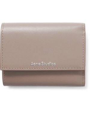 Acne Studios Logo-Print Leather Trifold Wallet - Natural