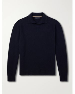 Sease Cashmere Wool-Blend Polo Jumper - Blue