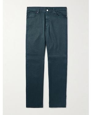 ZEGNA Roccia Slim-Fit Straight-Leg Garment-Dyed Linen-Blend Trousers - Blue