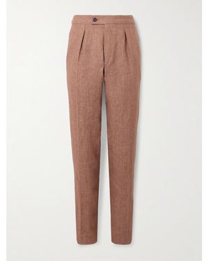 Slowear Venezia 1951 Slim-Fit Tapered Pleated Linen Suit Trousers - Brown