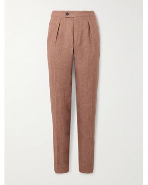 Incotex Venezia 1951 Slim-Fit Tapered Pleated Linen Suit Trousers - Brown