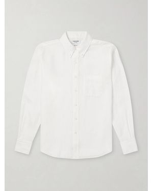 Thom Browne Logo-Appliquéd 4-Bar Linen Shirt - White
