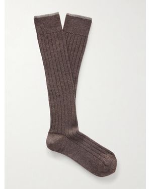 Brunello Cucinelli Ribbed Cashmere Socks - Brown