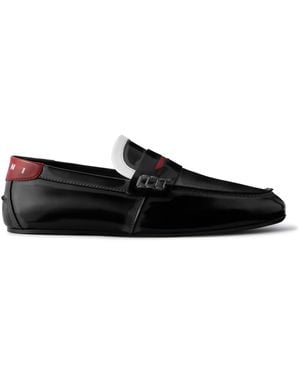 Marni Logo-Print Glossed-Leather Loafers - Black