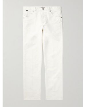 Tom Ford Slim-Fit Straight-Leg Cotton-Blend Moleskin Trousers - White