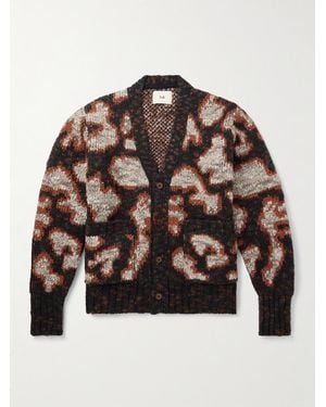Folk Espresso Jacquard-Knit Cardigan - Brown
