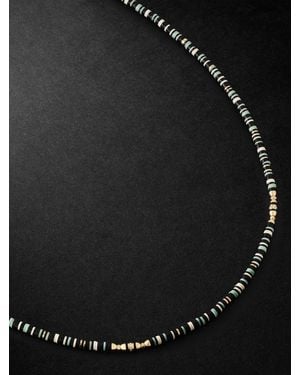 MAOR Housa 18-Karat, Amazonite And Diamond Beaded Necklace - Nero