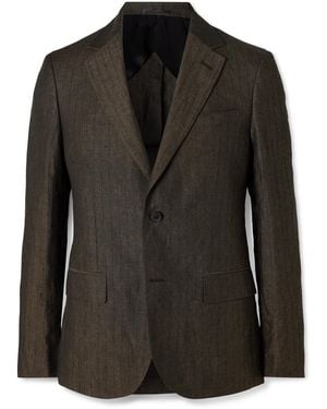 MR P. Striped Linen Suit Jacket - Black