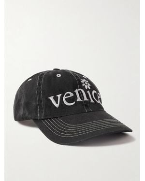 ERL Venice Embroidered Cotton-Twill Baseball Cap - Black