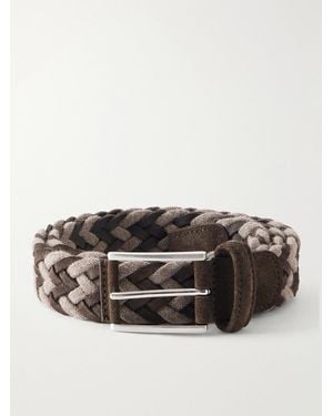 Anderson's 3.5 Cm Suede-Trimmed Woven Belt - Brown