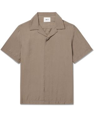 NN07 Hank 5971 Camp-Collar Modal-Blend Seersucker Shirt - Gray