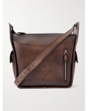 Berluti Périple Scritto Full-Grain Venezia Leather Messenger Bag - Brown