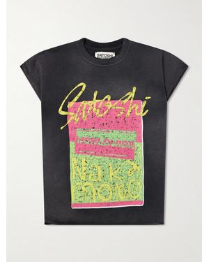 Satoshi Nakamoto Cup Half Full Logo-Print Embellished Cotton-Jersey T-Shirt - Black