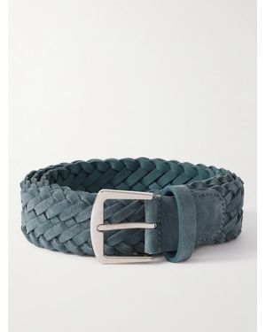 Loro Piana 4Cm Woven Suede Belt - Blue