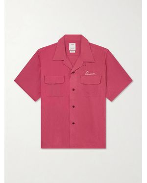 Visvim Logo-embroidered Convertible-collar Woven Shirt - Pink