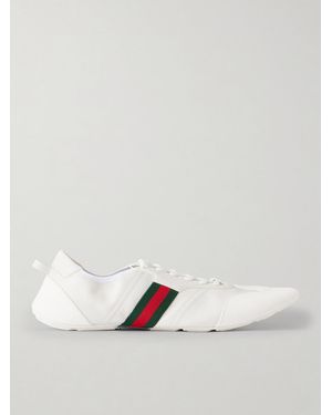 Gucci Flex Web Stripe-detail Suede-trimmed Leather Sneakers - White