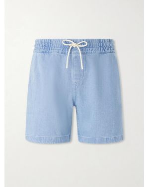 Portuguese Flannel Straight-leg Denim Drawstring Shorts - Blue