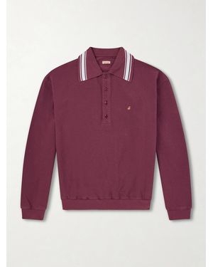 Kapital Box Striped Embroidered Cotton-piqué Polo Shirt
