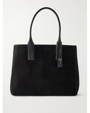 Tom Ford Perforated Suede Tote Bag - Black