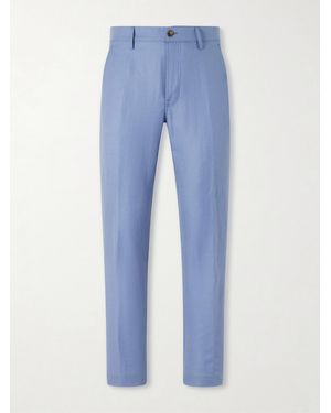 Canali Straight-leg Wool And Linen-blend Twill Suit Trousers - Blue