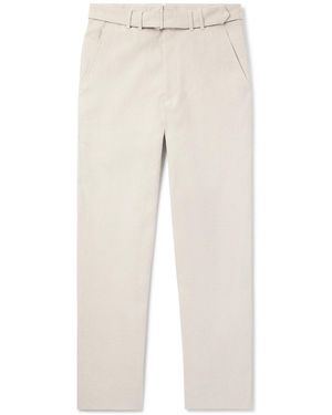 STÒFFA Straight-Leg Belted Cotton-Twill Pants - Natural