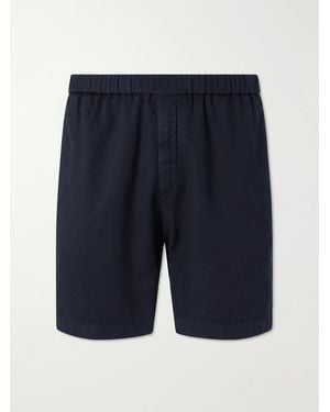 Boglioli Straight-Leg Stretch Cotton And Linen-Blend Shorts - Blue