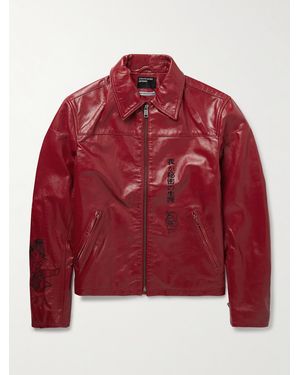 Enfants Riches Deprimes The Bully Distressed Embroidered Tumbled-Leather Jacket