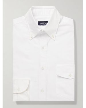 J. Mueser Slim-fit Button-down Collar Cotton Oxford Shirt - White