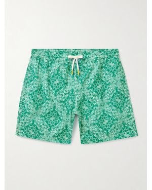 Hartford Straight-Leg Mid-Length Paisley-Print Swim Shorts - Green