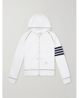 Thom Browne 4-bar Cotton-jersey Zip-up Hoodie - White