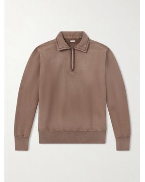 A.PRESSE Half-zip Cotton-jersey Sweatshirt - Brown